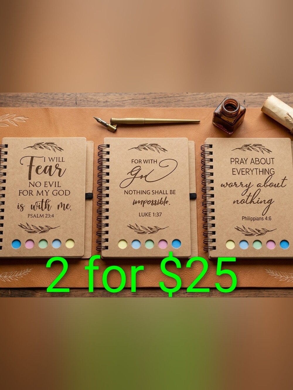 Kraft Spiral Journal With Inspirational sayings 2 For $25